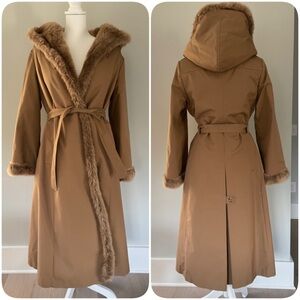 1970’s Wrap Trench Coat Faux Fur VTG Forecaster